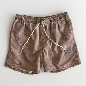 Cotton On Garments Men's Large Brown Paisley Beach Swim Shorts Drawstring